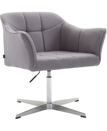 Clp Lounger JEAN, eetkamerstoel, relaxstoel, vergaderstoel, woonkamerstoel, wachtkamerstoel, in hoogte verstelbare fauteuil, Zithoogte van 41 - 54 cm, bekleding van stof - grijs,