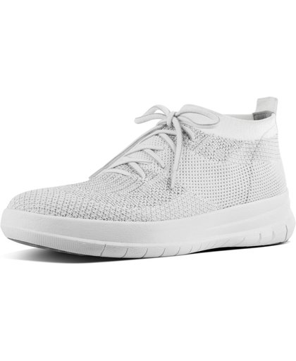 FitFlop - Uberknit Slip-On High Top Sneaker - Sneaker hoog gekleed - Dames - Maat 42 - Wit - J30-567 -Metallic Silver/Urban White