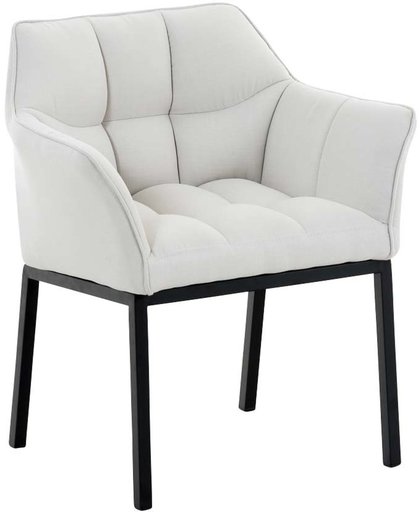 Clp Lounge stoel OCTAVIA - gepolsterde stoel met armsteun, stof - wit, onderstel : matzwart metaal