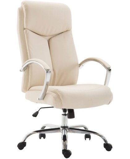 Clp Bureaustoel VAUD XL, gamingstoel, directiestoel met armleuningen, bureaustoel met hoogwaardige bekleding, max. Laadvermogen 140 kg, met kunstlederen bekleding, - crème