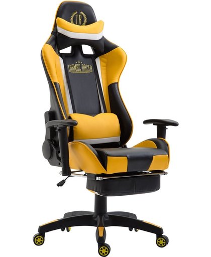 Clp Bureaustoel JEREZ, gaming chair met en zonder voetensteun leverbaar, bureaustoel, directiestoel, met kantelmechanisme,  belastbaar tot 136 kg - kunstleer - zwart/geel, met voetsteun