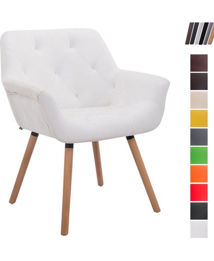 Clp Luxueuze bezoekersstoel CASSIDY club stoel, beklede eetkamerstoel met armleuning, belastbaar tot 150 kg - wit houten onderstel kleur natura (eiken)