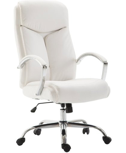 Clp Bureaustoel VAUD XL, gamingstoel, directiestoel met armleuningen, bureaustoel met hoogwaardige bekleding, max. Laadvermogen 140 kg, met kunstlederen bekleding, - wit