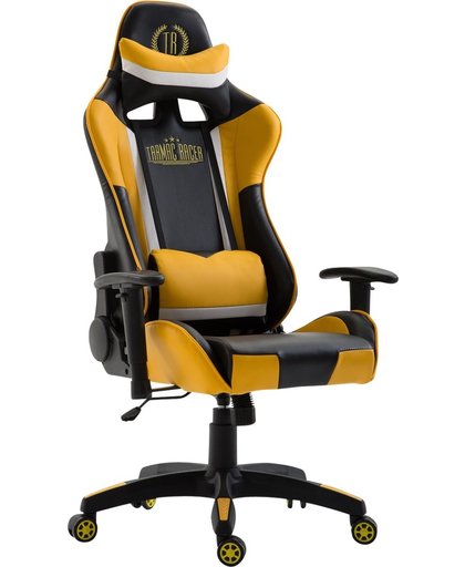 Clp Bureaustoel JEREZ, gaming chair met en zonder voetensteun leverbaar, bureaustoel, directiestoel, met kantelmechanisme,  belastbaar tot 136 kg - kunstleer - zwart/geel, zonder voetsteun