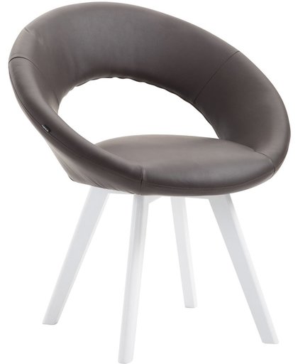 Clp Eetkamerstoel BECK, scandinavische stijl, bezoekersstoel met rugleuning,, vierpotig houten frame, moderne stoel, bekleding van kunstleer, - bruin kleur onderstel : wit