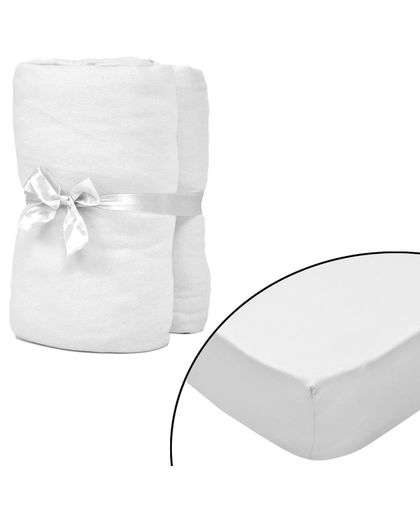 Hoeslaken voor matras 90x190-100x200 cm katoenjersey (wit) 2 stuks