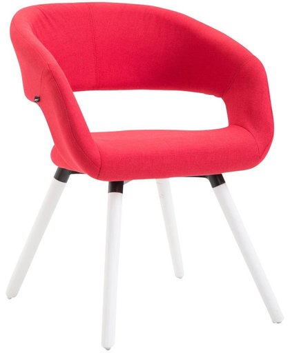Clp Eetkamerstoel GIZA, wachtkamerstoel, bezoekersstoel, keukenstoel, fauteuil, bekleding van stof, - Bekleding kleur: rood, kleur onderstel : wit,