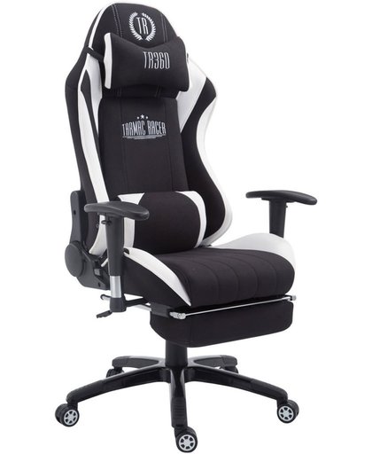 Clp XL Racing bureaustoel SHIFT - Gaming managerstoel Tarmac Racing met en zonder voetsteun, belastbaar tot 150 kg, stof - zwart/wit met voetsteun
