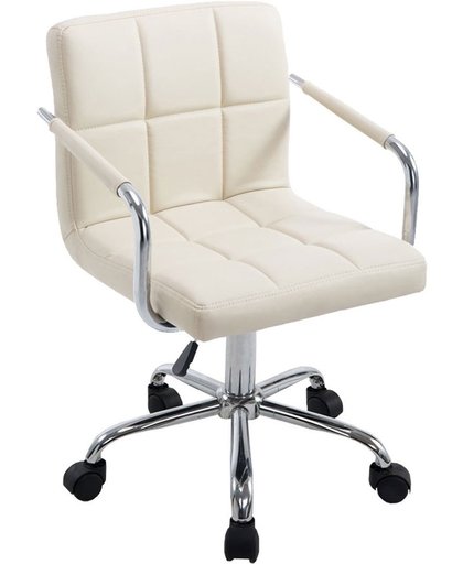 Clp Bureaustoel Lucy V2 - kantoorstoel met armleuning, ergonomisch, hoogwaardige stoffering, kunstleer - crème