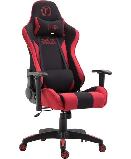Clp Racing bureaustoel BOAVISTA, Gaming stoel, max. laadvermogen tot 136 kg, met / zonder voetensteun, directiestoel met kantelmechanisme, in hoogte verstelbaar, bekleding van stof - zwart/rood, zonder voetsteun