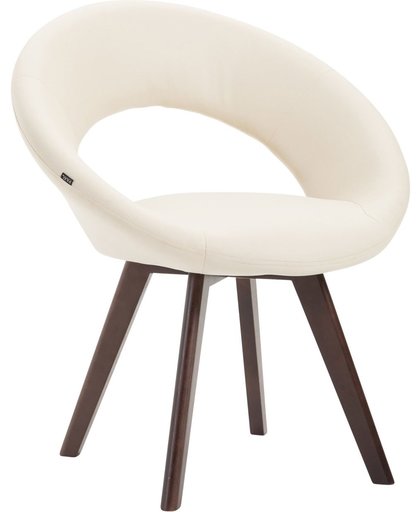Clp Eetkamerstoel BECK, scandinavische stijl, bezoekersstoel met rugleuning,, vierpotig houten frame, moderne stoel, bekleding van kunstleer, - crème kleur onderstel : walnoot