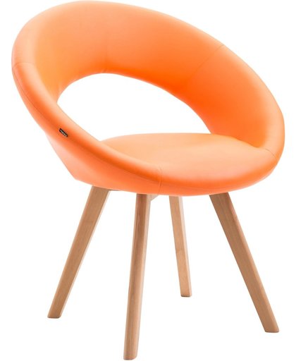 Clp Eetkamerstoel BECK, scandinavische stijl, bezoekersstoel met rugleuning,, vierpotig houten frame, moderne stoel, bekleding van kunstleer, - oranje kleur onderstel : natura