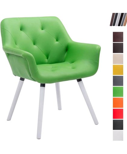 Clp Luxueuze bezoekersstoel CASSIDY club stoel, beklede eetkamerstoel met armleuning, belastbaar tot 150 kg - groen houten onderstel kleur wit (eiken)