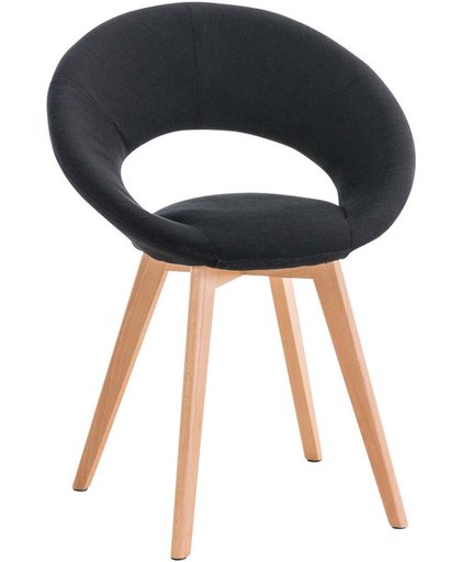 Clp Design stoel TIMM - retro kuipstoel, vierpotig houten onderstel, stof - zwart
