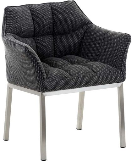 Clp Lounge stoel OCTAVIA - gepolsterde stoel met armsteun, stof - titaangrijs, onderstel : edelstaal