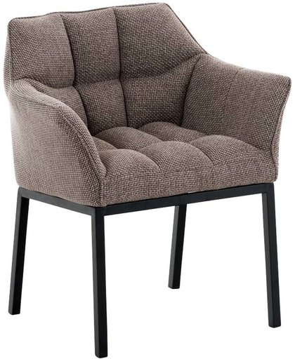 Clp Lounge stoel OCTAVIA - gepolsterde stoel met armsteun, stof - terrabruin, onderstel : matzwart metaal
