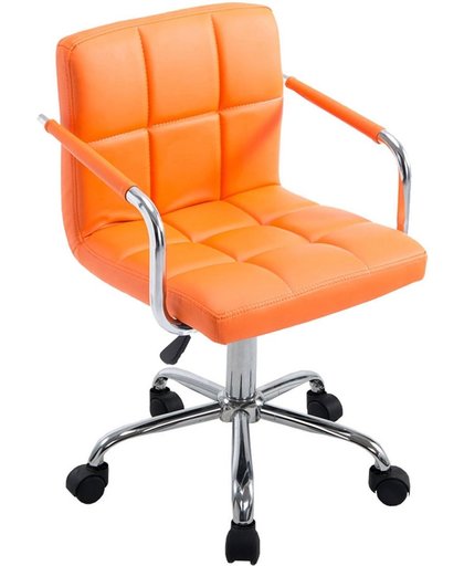 Clp Bureaustoel Lucy V2 - kantoorstoel met armleuning, ergonomisch, hoogwaardige stoffering, kunstleer - oranje