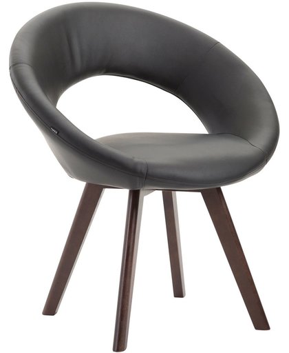 Clp Eetkamerstoel BECK, scandinavische stijl, bezoekersstoel met rugleuning,, vierpotig houten frame, moderne stoel, bekleding van kunstleer, - zwart, kleur onderstel : walnoot