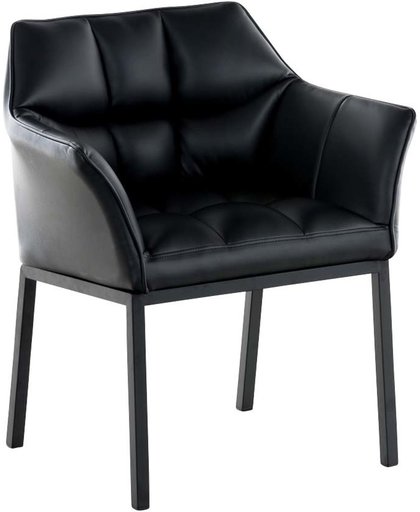 Clp Lounge zetel OCTAVIA - gepolsterde stoel met armsteun, kunstleer - zwart, onderstel : matzwart metaal