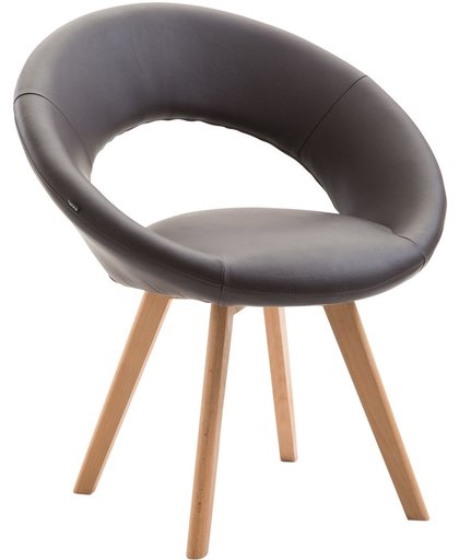 Clp Eetkamerstoel BECK, scandinavische stijl, bezoekersstoel met rugleuning,, vierpotig houten frame, moderne stoel, bekleding van kunstleer, - bruin kleur onderstel : natura