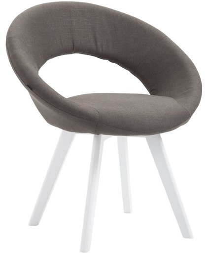 Clp Eetkamerstoel BECK, scandinavische stijl, bezoekersstoel met rugleuning, vierpotig houten frame, moderne stoel, bekleding van stof, - donkergrijs, kleur onderstel : wit