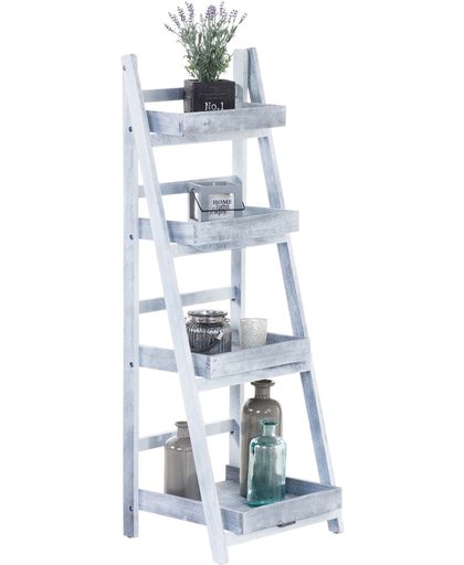 Clp Houten ladderrek DORIN - 4 niveau's, decoratief en opklapbaar - grijs