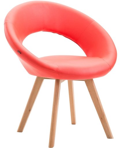 Clp Eetkamerstoel BECK, scandinavische stijl, bezoekersstoel met rugleuning,, vierpotig houten frame, moderne stoel, bekleding van kunstleer, - rood kleur onderstel : natura