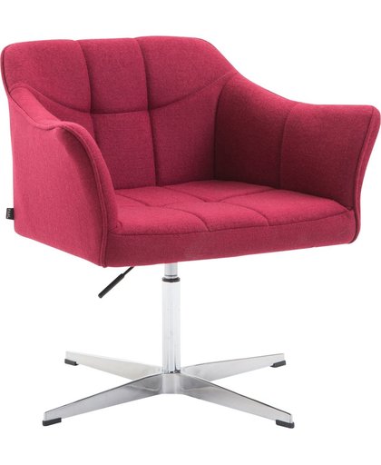 Clp Lounger JEAN, eetkamerstoel, relaxstoel, vergaderstoel, woonkamerstoel, wachtkamerstoel, in hoogte verstelbare fauteuil, Zithoogte van 41 - 54 cm, bekleding van stof - rood,