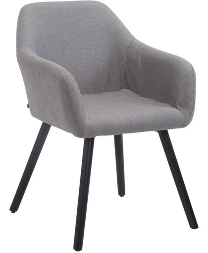 Clp Bezoekersstoel ACHAT V2 met armleuning, maximaal laadvermogen 150 kg, houten frame, met vloerbeschermers, zitoppervlak van stof - grijs kleur onderstel : zwart