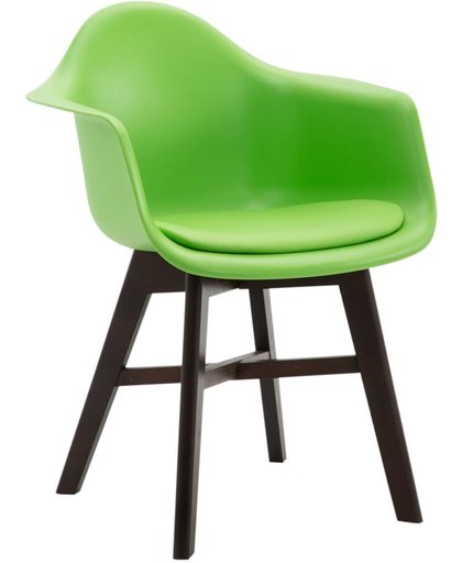 Clp Bezoekersstoel CALGARY, eetkamerstoel, wachtkamerstoel, houten onderstel,kunststof zitting met kunstlederen overtrek, - groen, kleur onderstel : cappucino,