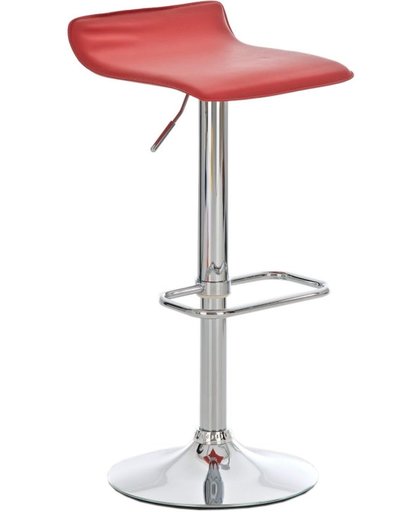 Clp Design barkruk DYN - barstoel zonder leuning, 360° draaibaar, verchroomde kolomvoet, kunstleer - rood