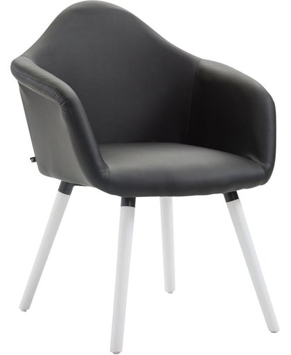 Clp Eetkamerstoel TITO, fauteuil met vierpotig frame, aangenaam gestoffeerd, beukenhouten frame, bekleding van kunstleer, - zwart kleur onderstel : wit