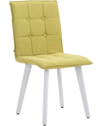 Clp Eetkamerstoel MILLER, wachtkamerstoel, bezoekersstoel met beukenhouten frame, keukenstoel, bekleding van stof, - groen kleur onderstel : wit
