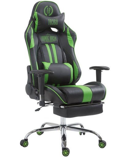 Clp Racing bureaustoel LIMIT XL, gaming stoel, max. belasting 150 kg, kunstleer - zwart/groen met voetsteun