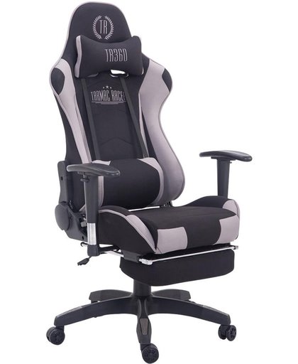 Clp Managerstoel TURBO directiestoel, Gaming chair met voetsteun, hoogte verstelbaar, ergonomisch, belastbaar tot 150 kg, stof - zwart/grijs