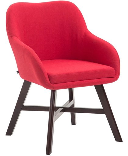 Clp Eetkamerstoel KEPLER, wachtkamerstoel met armleuningen, bezoekersstoel met beukenhouten frame, keukenstoel, bekleding van stof - rood, kleur onderstel : walnoot,