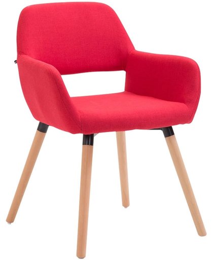 Clp Eetkamerstoel BOBBY, wachtkamerstoel met armleuningen, bezoekersstoel met beukenhouten frame, keukenstoel, bekleding van stof, - rood, kleur onderstel : natura,