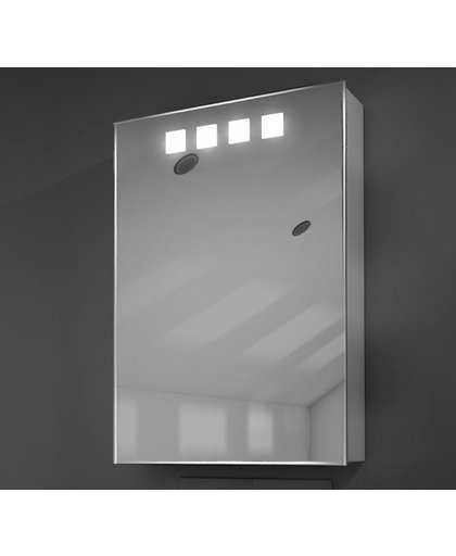 Aluminium spiegelkastje met verlichting bovenin en spiegelverwarming 50 cm
