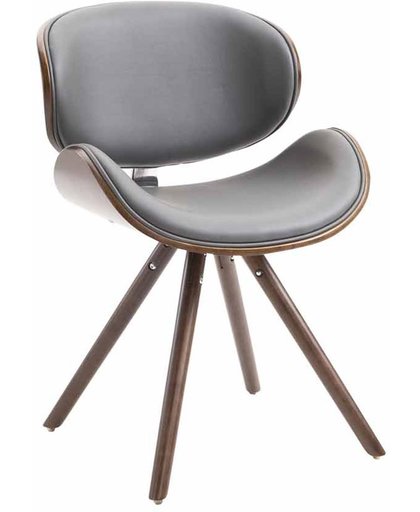Clp Eetkamerstoel ORTEGA, wachtkamerstoel, woonkamerstoel, bezoekersstoel, designstoel, met houten zitting, bekleding van kunstleer, - grijs, kleur onderstel : Coffee
