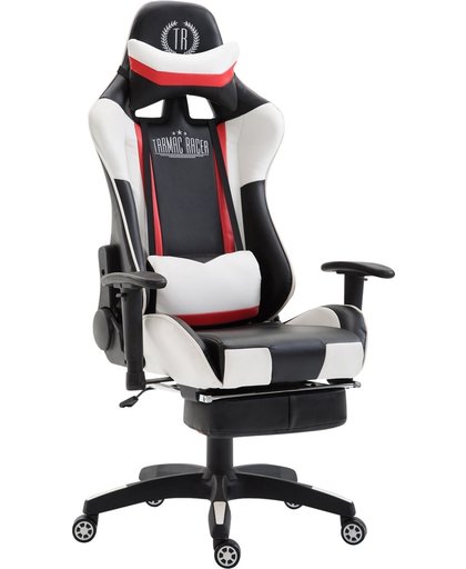 Clp Bureaustoel JEREZ, gaming chair met en zonder voetensteun leverbaar, bureaustoel, directiestoel, met kantelmechanisme,  belastbaar tot 136 kg - kunstleer - zwart/wit, met voetsteun