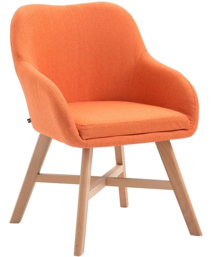 Clp Eetkamerstoel KEPLER, wachtkamerstoel met armleuningen, bezoekersstoel met beukenhouten frame, keukenstoel, bekleding van stof - oranje, kleur onderstel : natura,