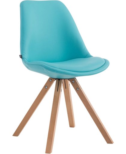 Clp Bezoekersstoel LAVA, eetkamerstoel, wachtkamerstoel, keukenstoel, vergaderstoel, designstoel, retrostoel, bekleding van kunstleer, - blauw, onderstel : vierkant Natura