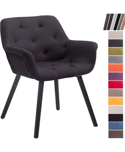 Clp Luxueuze bezoekersstoel CASSIDY club stoel, beklede eetkamerstoel met armleuning, belastbaar tot 150 kg - zwart houten onderstel kleur zwart