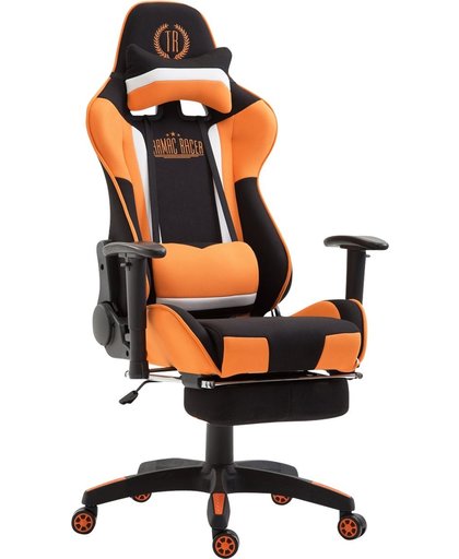 Clp Bureaustoel JEREZ, gaming chair met en zonder voetensteun leverbaar, bureaustoel, directiestoel, met kantelmechanisme,  belastbaar tot 136 kg, Bekleding van Stof - zwart/oranje met voetsteun