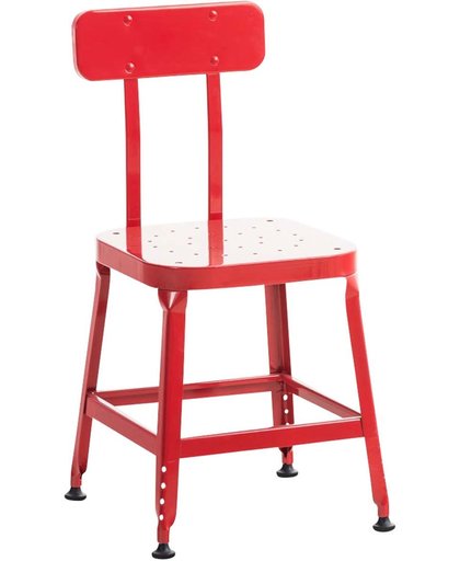 Clp Metalen stoel EASTON, keukenstoel, woonkamerstoel, eetkamerstoel, wachtkamerstoel, fauteuil, bezoekersstoel, industriële look, vintage, retro, van metaal - rood,
