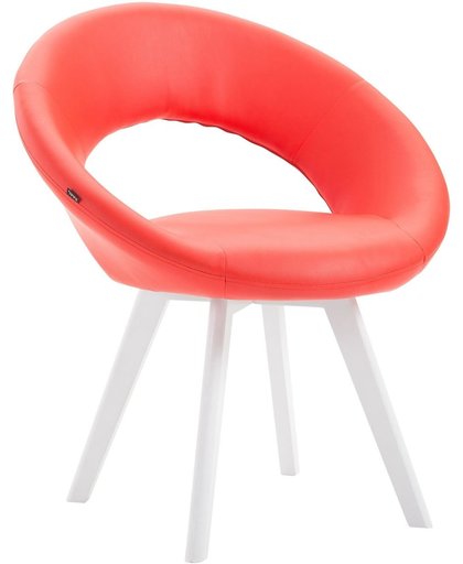 Clp Eetkamerstoel BECK, scandinavische stijl, bezoekersstoel met rugleuning,, vierpotig houten frame, moderne stoel, bekleding van kunstleer, - rood kleur onderstel : wit