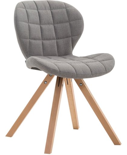 Clp Design retro stoel ALYSSA, bezoekersstoel, woonkamerstoel, eetkamerstoel, objectstoel, vergaderstoel, vierkant beukenhouten frame, bekleding van stof - lichtgrijs, kleur onderstel : natura,