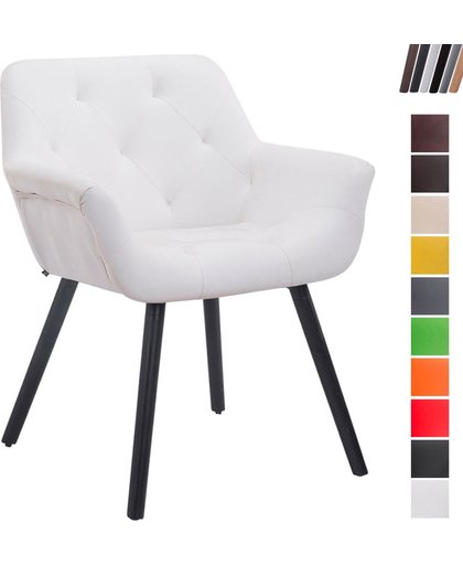 Clp Luxueuze bezoekersstoel CASSIDY club stoel, beklede eetkamerstoel met armleuning, belastbaar tot 150 kg - wit kleur onderstel : zwart