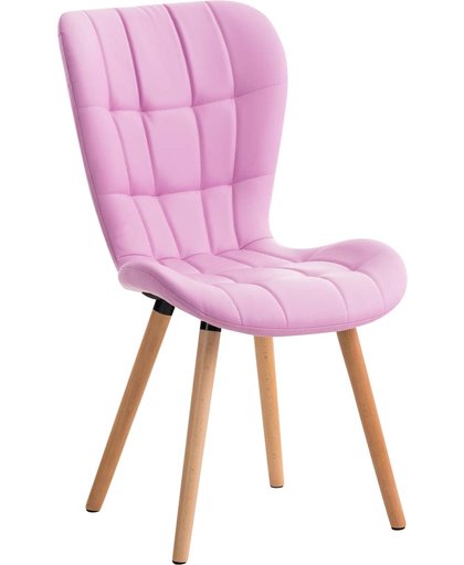 Clp Eetkamerstoel ELDA, wachtkamerstoel, woonkamerstoel, bezoekersstoel, fauteuil met stevig houten frame, met stijlvolle decoratieve stiksels, verkrijgbaar in verschillende kleuren, bekleding van kunstleer, - roze,