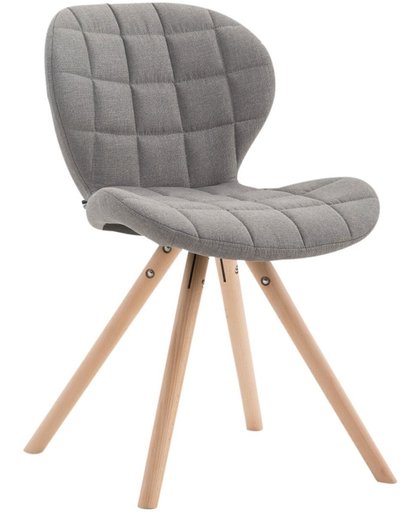 Clp Design retro stoel ALYSSA, bezoekersstoel, woonkamerstoel, eetkamerstoel, objectstoel, vergaderstoel, rond beukenhouten frame, bekleding van stof - lichtgrijs, kleur onderstel : natura,